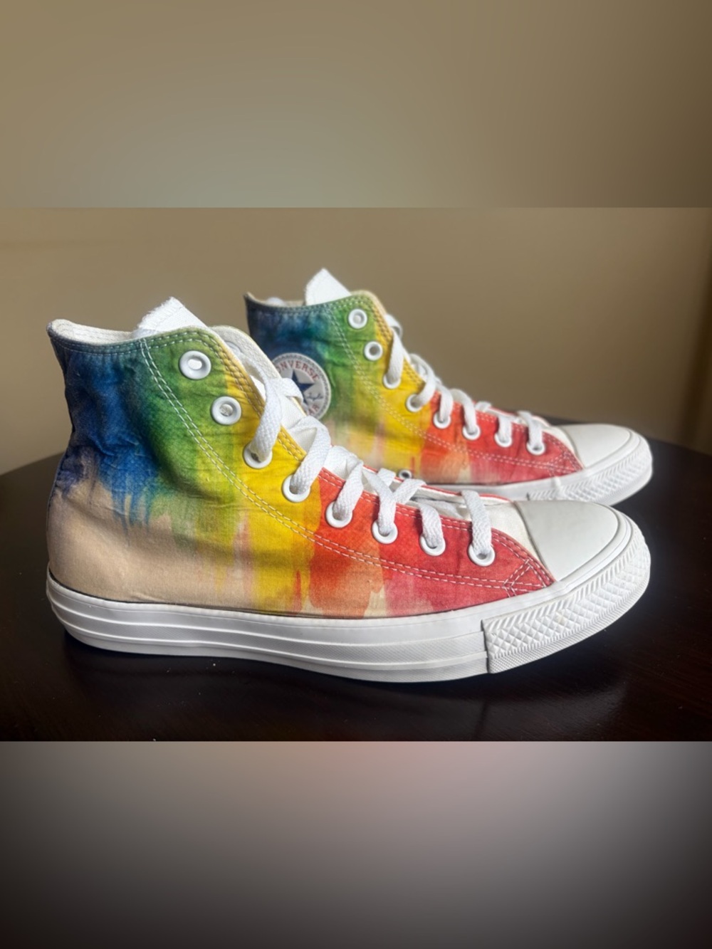 Converse All Stars Chuck Taylor Mens 8 Womens 10 Watercolor Rainbow Hi Top